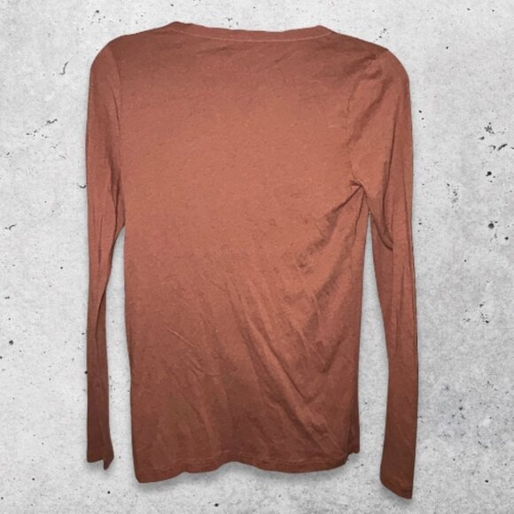 J.Crew Blouse Long Sleeve Scoop Neckline Lace Front Panel Soft Rust Brown Small - Picture 2 of 10
